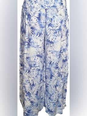 Ocean Drive Blue & White Palm-Print‎ Wide Leg Pants